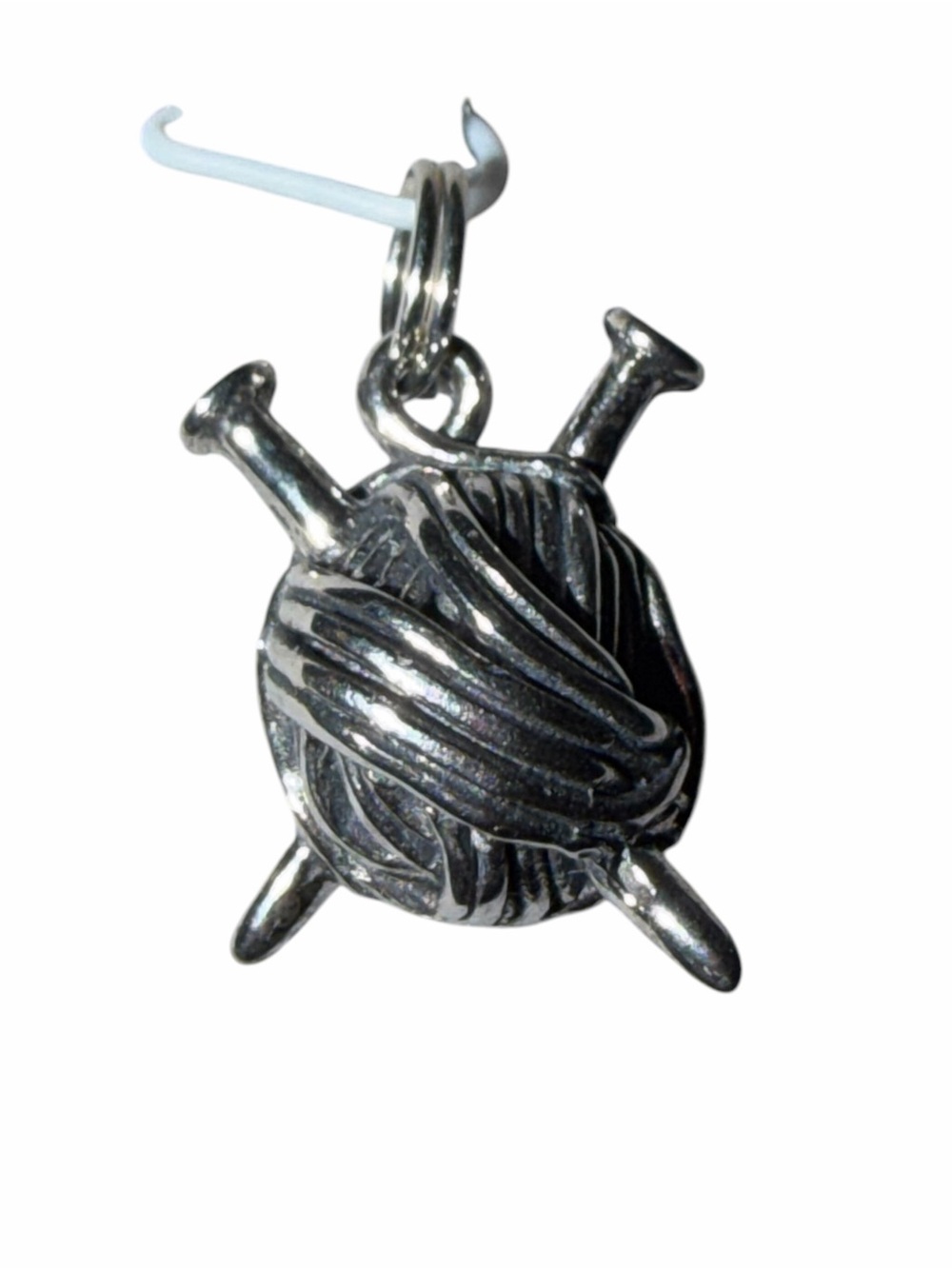 Sterling Silver Yarn & Needles Pendant Charm